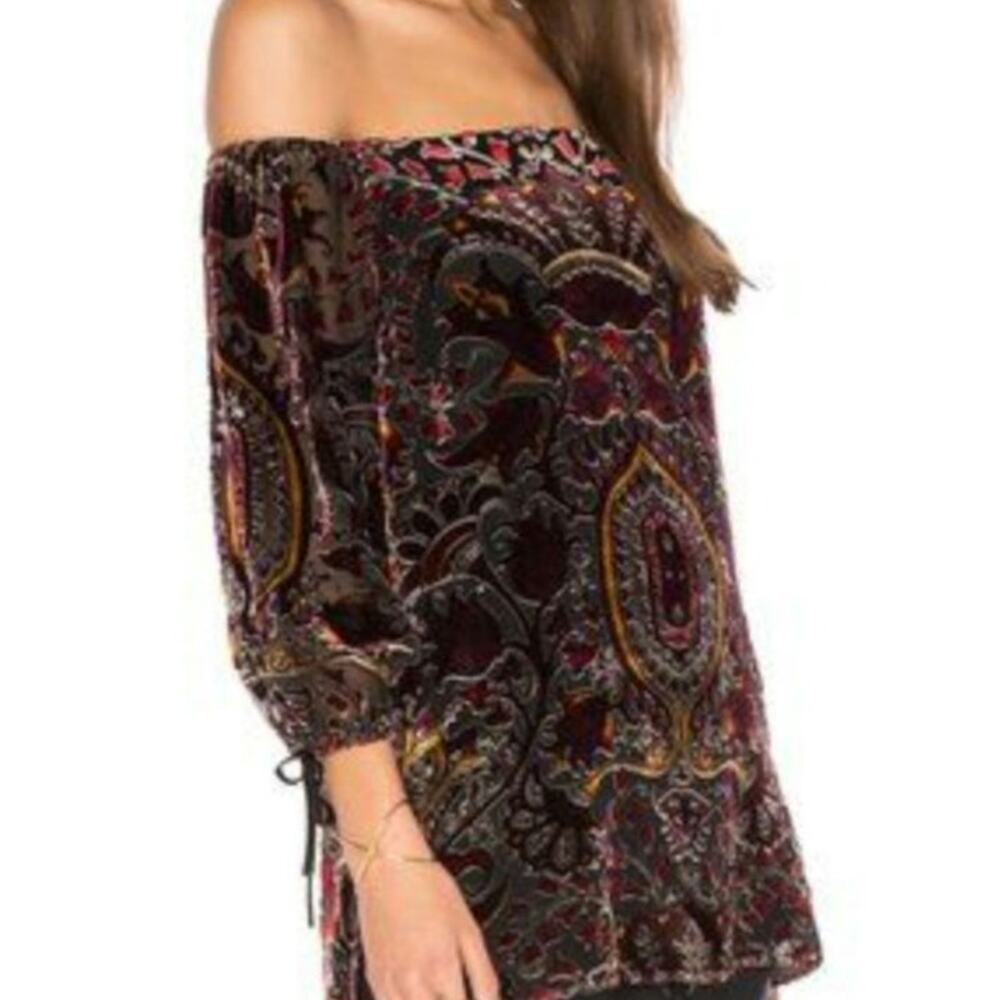 Alice + Olivia Silk Alecia Velour Brocade Damask Jacquard Blouse - Picture 9 of 9